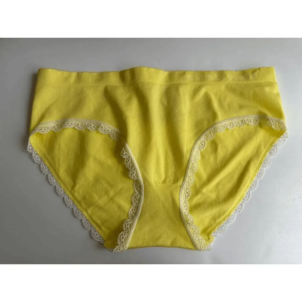 Victorias Secret Vintage Hiphugger Panty Seamless Lace Lemon Yellow Size M